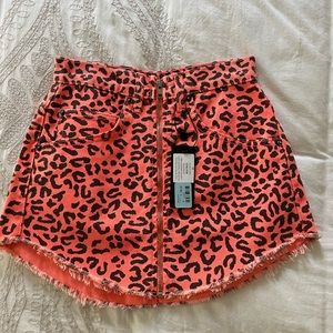 NWT Carmar Jean Skirt, Zip Front, Neon Cheetah, Size 25